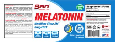 Photo of the SAN Melatonin label