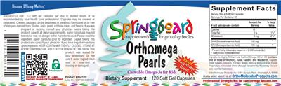 Photo of the Ortho Molecular Products Orthomega Pearls Natural Berry-Orange Flavor label