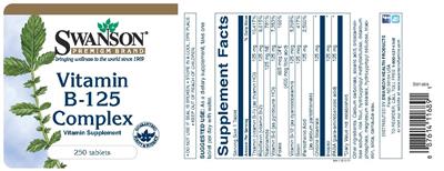 Photo of the Swanson Premium Brand Vitamin B-125 Complex label