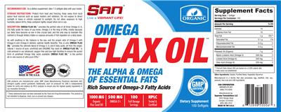 Photo of the SAN Omega Flax Oil label