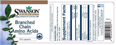 Photo of the Swanson Premium Brand Branched Chain Amino Acids label