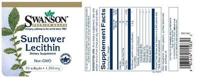 Photo of the Swanson Premium Brand Sunflower Lecithin 1,200 mg label