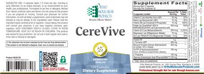 Photo of the Ortho Molecular Products CereVive label