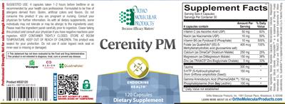 Photo of the Ortho Molecular Products Cerenity PM label