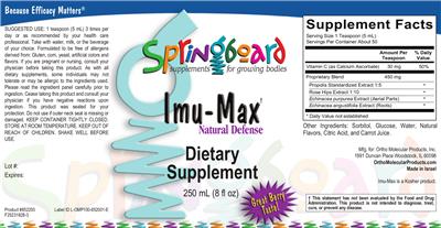 Photo of the Ortho Molecular Products Imu-Max Great Berry Taste! label