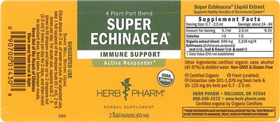 Photo of the Herb Pharm Super Echinacea label