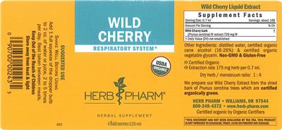 Photo of the Herb Pharm Wild Cherry label