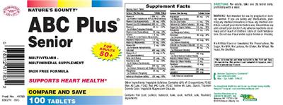Photo of the Nature's Bounty ABC Plus Senior label