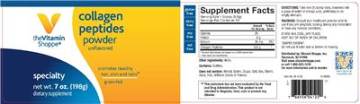 Photo of the The Vitamin Shoppe Collagen Peptides Powder Unflavored label
