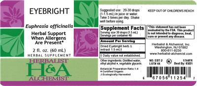 Photo of the Herbalist & Alchemist Eyebright label