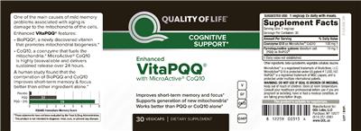 Photo of the Quality Of Life Enhanced VitaPQQ label