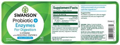 Photo of the Swanson Probiotic+ Enzymes label
