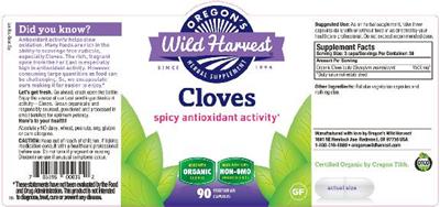 Photo of the Oregon's Wild Harvest Cloves label