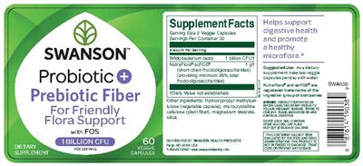 Photo of the Swanson Probiotic+ Prebiotic Fiber label