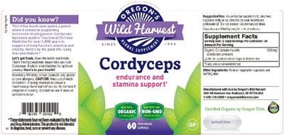 Photo of the Oregon's Wild Harvest Cordyceps label