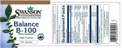 Photo of the Swanson Premium Brand Balance B-100 label