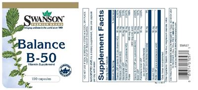 Photo of the Swanson Premium Brand Balance B-50 label