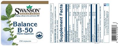 Photo of the Swanson Premium Brand Balance B-50 label