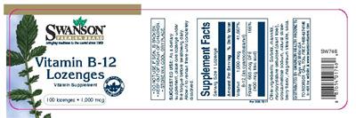 Photo of the Swanson Premium Brand Vitamin B-12 Lozenges 1,000 mcg label