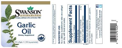 Photo of the Swanson Premium Brand Garlic Oil label