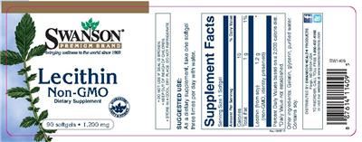Photo of the Swanson Premium Brand Lecithin 1,200 mg label