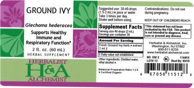 Photo of the Herbalist & Alchemist Ground Ivy label