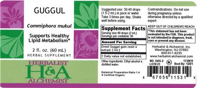 Photo of the Herbalist & Alchemist Guggul label