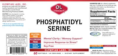 Photo of the OL Olympian Labs Phosphatidyl Serine label