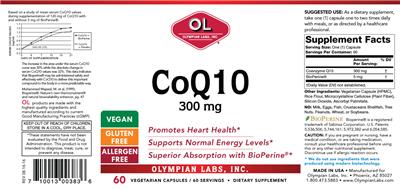 Photo of the OL Olympian Labs CoQ10 300 mg label