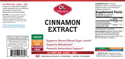 Photo of the OL Olympian Labs Cinnamon Extract label