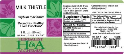 Photo of the Herbalist & Alchemist Milk Thistle label