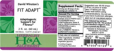 Photo of the Herbalist & Alchemist David Winston's Fit Adapt label