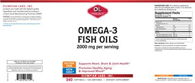 Photo of the OL Olympian Labs Omega-3 Fish Oils label