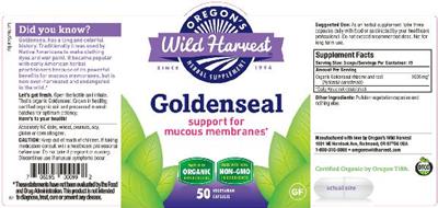 Photo of the Oregon's Wild Harvest Goldenseal label