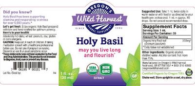 Photo of the Oregon's Wild Harvest Holy Basil label
