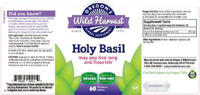 Photo of the Oregon's Wild Harvest Holy Basil label