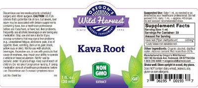 Photo of the Oregon's Wild Harvest Kava Root label