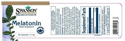 Photo of the Swanson Premium Brand Melatonin 3 mg label