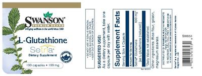 Photo of the Swanson Premium Brand L-Glutathione 100 mg label