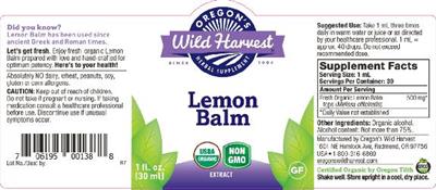 Photo of the Oregon's Wild Harvest Lemon Balm label