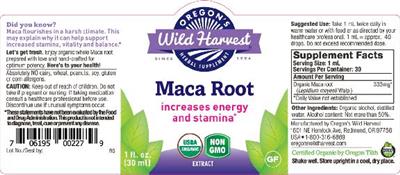 Photo of the Oregon's Wild Harvest Maca Root label
