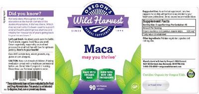 Photo of the Oregon's Wild Harvest Maca label