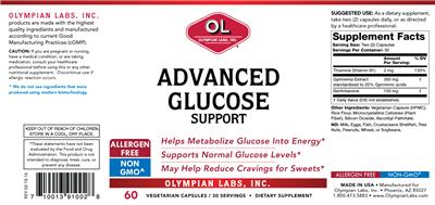 Photo of the OL Olympian Labs Advanced Glucose Support label