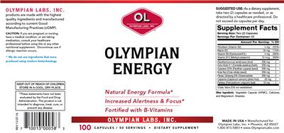 Photo of the OL Olympian Labs Olympian Energy label