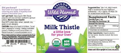 Photo of the Oregon's Wild Harvest Milk Thistle label
