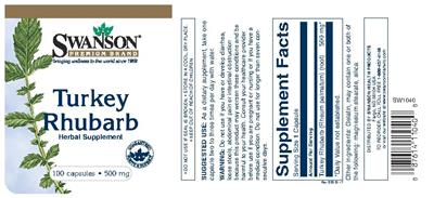 Photo of the Swanson Premium Brand Turkey Rhubarb 500 mg label