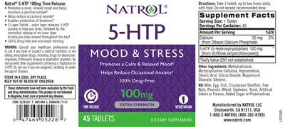 Photo of the Natrol 5-HTP 100 mg label