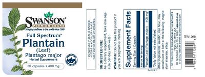 Full Spectrum Plantain (Leaf) Plantago Major 400 mg
