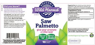 Photo of the Oregon's Wild Harvest Saw Palmetto label