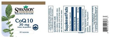 Photo of the Swanson Premium Brand CoQ10 30 mg label